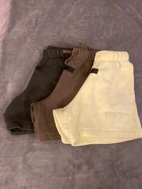 Essentials Kids 3-Pack Shorts in Black, Brown, Cream